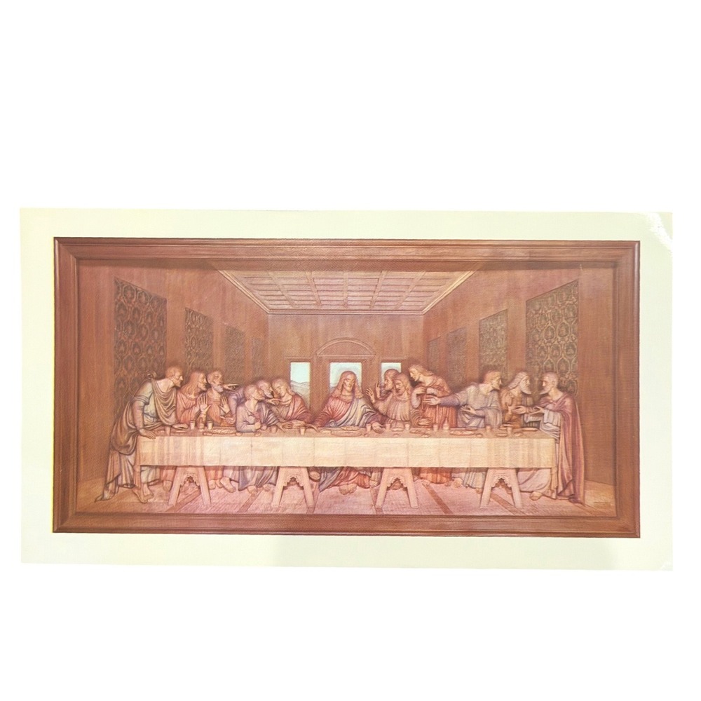 Vintage‎ The Last Supper Wood Carving Postcard Upper Room Chapel Nashville TN